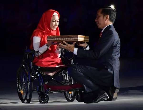 BANGGA...Siswa SD Asal Pekanbaru Tampil di Kejuaraan Asian Para Games 2018