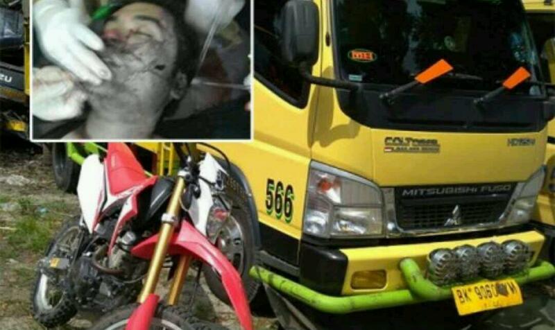 Senggolan Motor, Seorang  Mahasiswa Terjatuh dan Masuk ke Kolong Truk, Lalu...Innalillahi