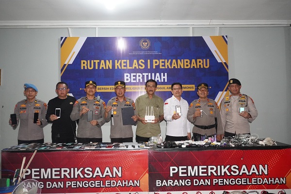 Tingkatkan Keamanan, Razia Gabungan Digelar di Rutan Kelas I Pekanbaru 320 Personel Diterjunkan