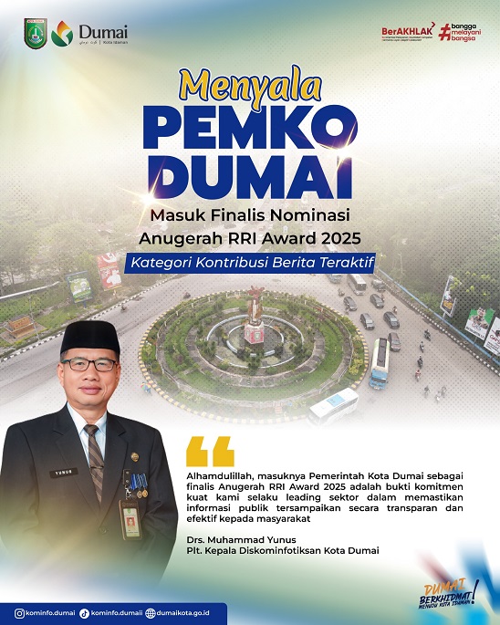 Menyala! Pemko Dumai Masuk Finalis Nominasi Anugerah RRI Award 2025 Kategori Kontribusi Berita Teraktif