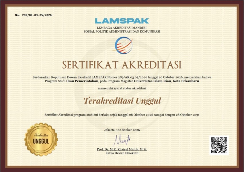 Magister Ilmu Pemerintahan UIR Raih Akreditasi Unggul dari LAMSPAK
