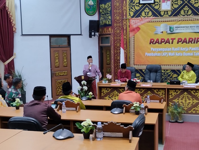 Hadiri Rapat Paripurna Penyampaian Hasil Kerja Pansus Atas Laporan LKPj Wali Kota Dumai Akhir Tahun Anggaran 2022, Wali Kota Dumai Apresiasi