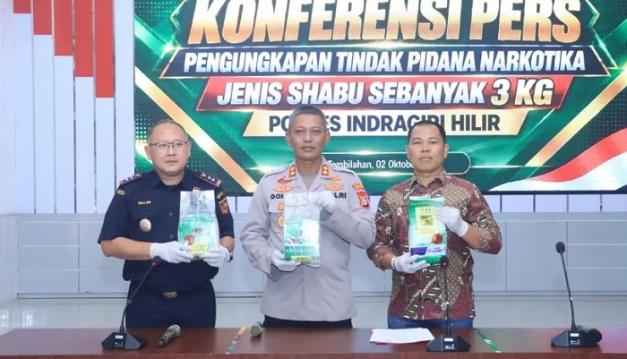 Polres Inhil dan Bea Cukai Ungkap Peredaran 3 Kilogram Sabu