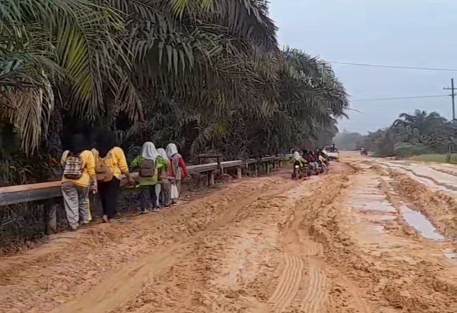 Rusak Parah, APTS  Desak PHR Aspal Jalan Tegar Pematang Pudu