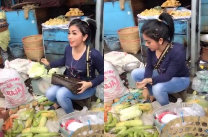 Mendadak Viral, Banyak yang Bilang Penjual Sayur Cantik Ini Mirip Syahrini