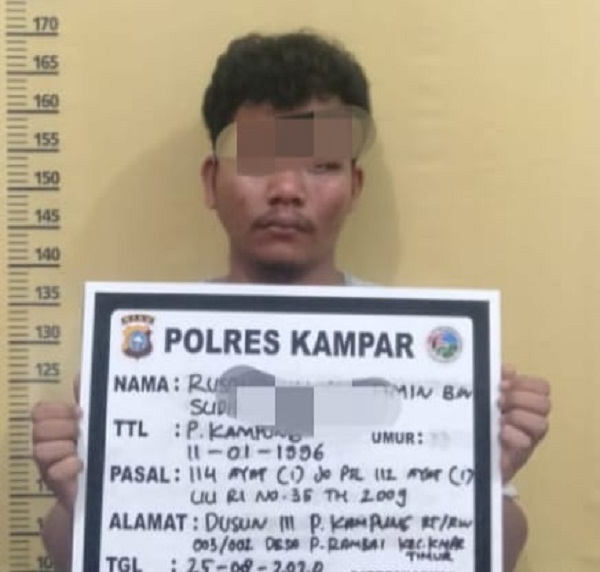 Seorang Pengedar Sabu Diringkus Resnarkoba Polres Kampar di Desa Pulau Rambai