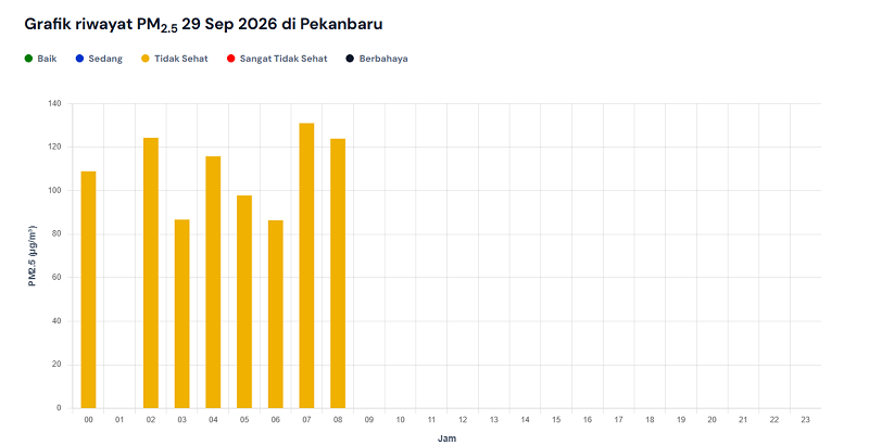 Kualitas Udara Pekanbaru Kembali Tidak Sehat