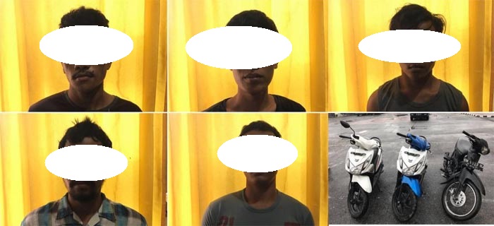 Diduga Mereka Sindikat Curanmor  di Dumai,  3  Warga Balam Rohil dan 2 Warga Dumai Dibekuk Aparat
