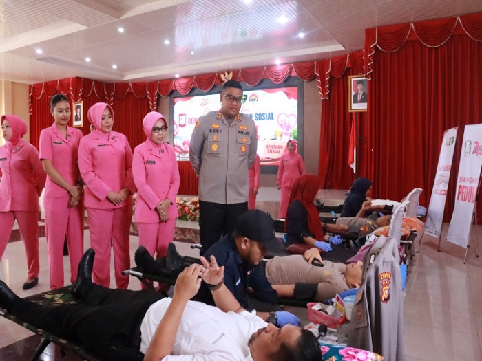 Polres Kampar Gelar Donor Darah Jelang Hari Bhayangkara Ke 80