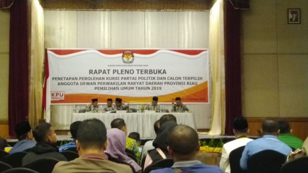 KPU Tetap 65 Anggota DPRD Riau Terpilih Periode 2019-2024, Ini Daftarnya