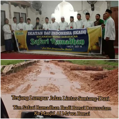 Terjang Jalan berlumpur, Ikadi Bonai Darussalam Safari Ramadhan Ke Masjid Al Ma'wa Bonai