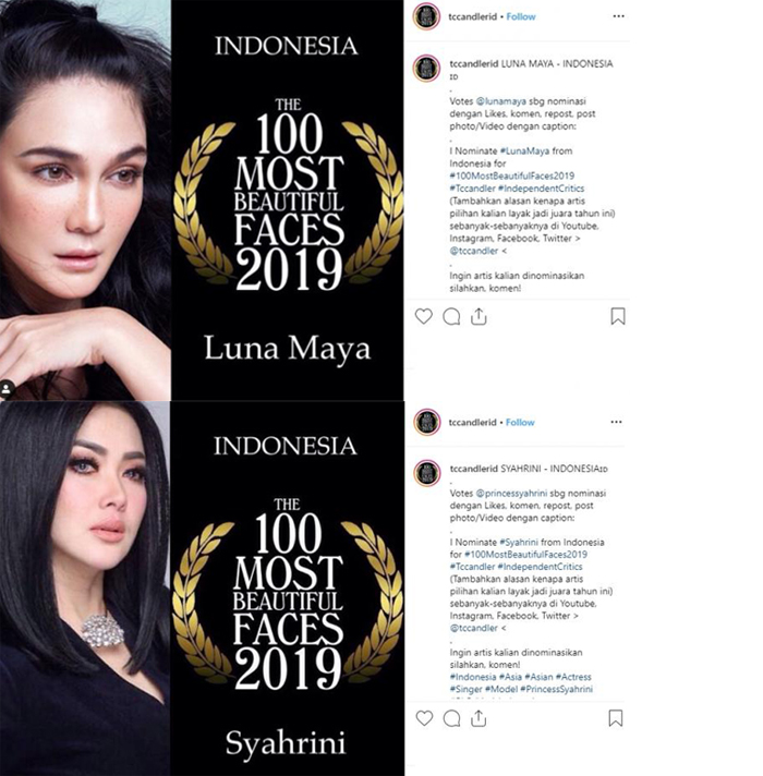 Masuk Nominasi 100 Perempuan Cantik di Indonesia, Anda Pilih Syahrini atau Luna?