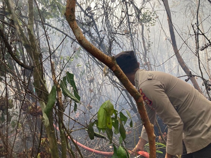 Kebakaran Lahan di Kampar Nyaris Dekati Pemukiman Warga, Polisi Turunkan Personel