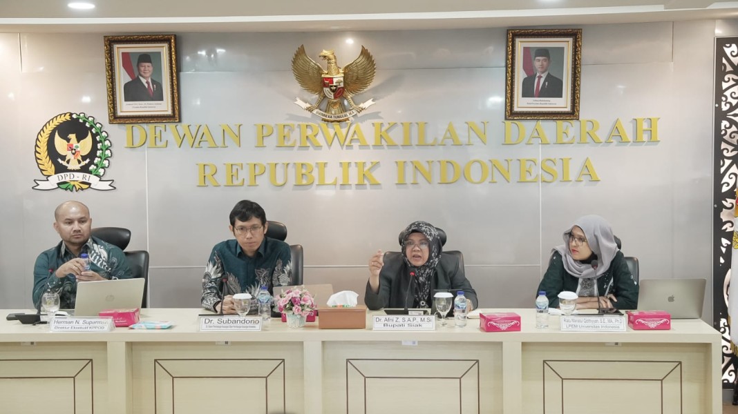 Menjadi Narasumber FGD DPD RI, Bupati Siak Suarakan Jaminan Keadilan Fiskal Daerah Penghasil