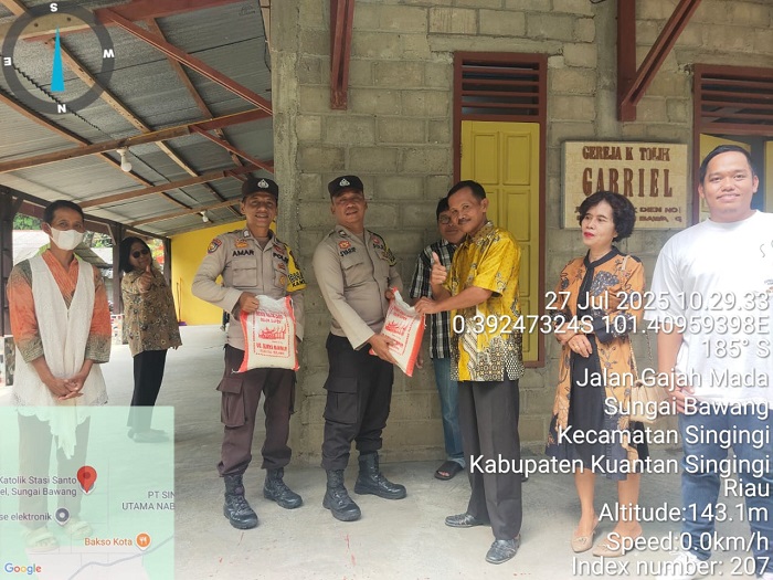 Polsek Singingi Laksanakan Kegiatan Minggu Kasih di Gereja Gabriel