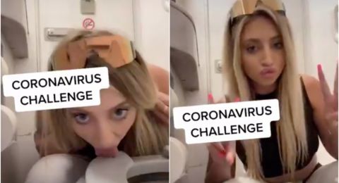Menjijikkan! Gadis Cantik Pengguna TikTok Ini Nekat Jilat Toilet Demi Coronavirus Challenge