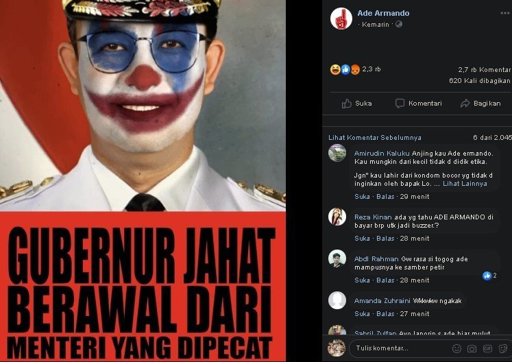 Dilaporkan Fahira karena Meme Joker, Ade Armando: yang Dilakukan Anies Itu Jahat
