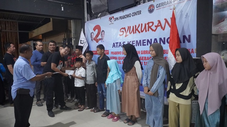 Gelar Syukuran Kemenangan Prabowo-Gibran, DPN Prabowo Center dan Gerrak PPRI 24 Santuni  Anak Yatim