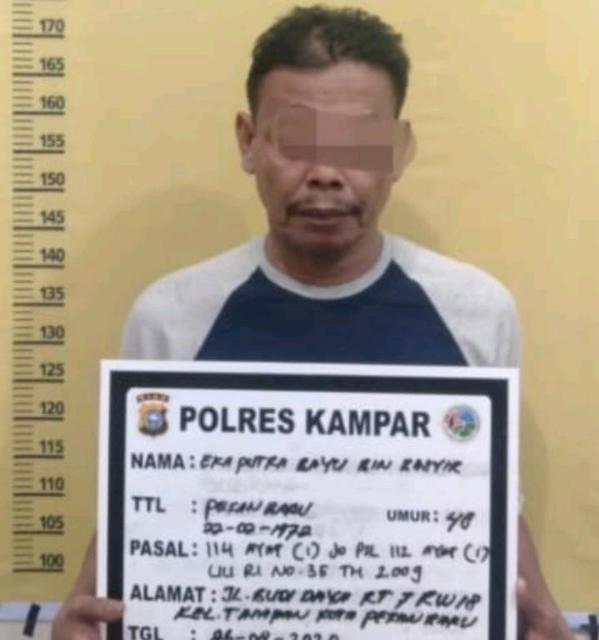 Seorang Pengedar Sabu Diringkus Resnarkoba Polres Kampar di Desa Sei Pinang Tambang