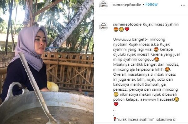 Gegara Wajah Mirip Syahrini, Penjual Rujak Cantik Ini Mendadak 'Kebanjiran' Pembeli