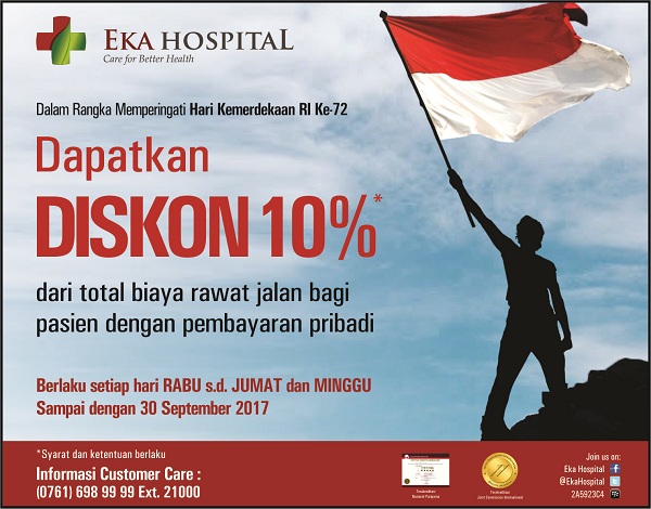 HUT RI, Eka Hospital Pekanbaru Beri Diskon 10 Persen