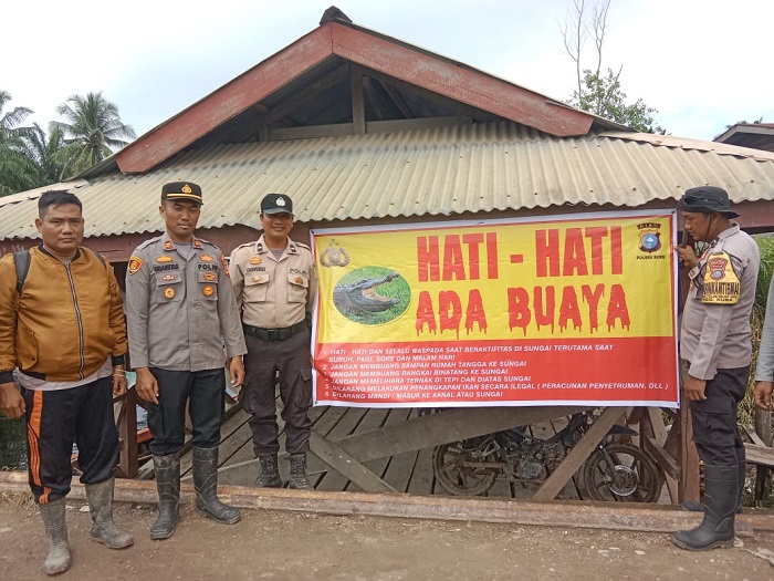 Warga Kubu Laporkan Penampakan Buaya, Polisi Pasang Spanduk Peringatan