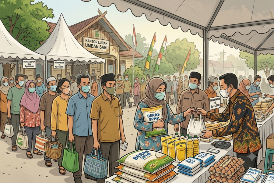 Operasi Pasar Murah di Pekanbaru, Warga Diimbau Pakai Masker