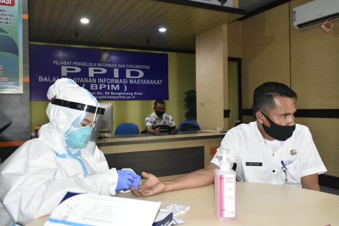 Seluruh ASN dan THL Kominfo Pemkab Kampar Di-rapid Test, Hasilnya....