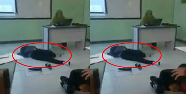 BIKIN NGAKAK...Ketiduran di Lantai, Mahasiswa Kaget Dosen Sudah Masuk Kelas, Ini Videonya
