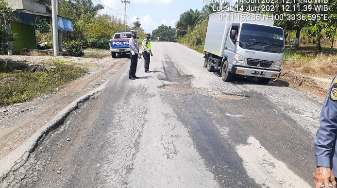 Sat Lantas Polres Rohul Temukan 16 Titik Median Jalan Yang Rusak di Tiga Kecamatan