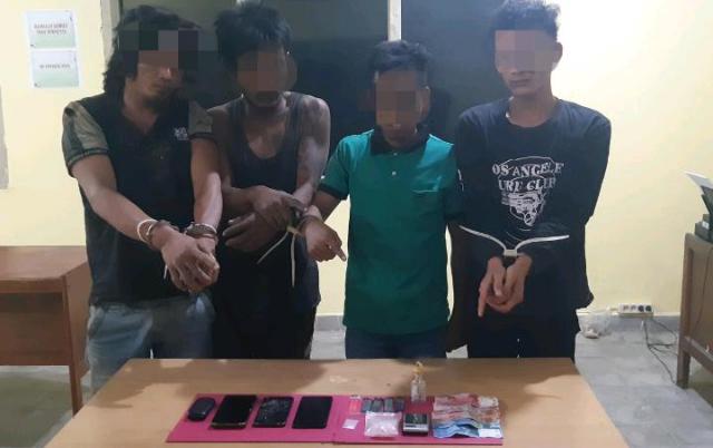 Polsek Kampar Kiri Tangkap 4 Pelaku Narkoba di Desa Kuntu Darussalam