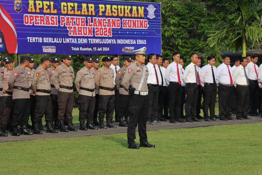 Polres Kuansing Laksanakan Apel Gelar Pasukan Ops Patuh Lancang Kuning 2024