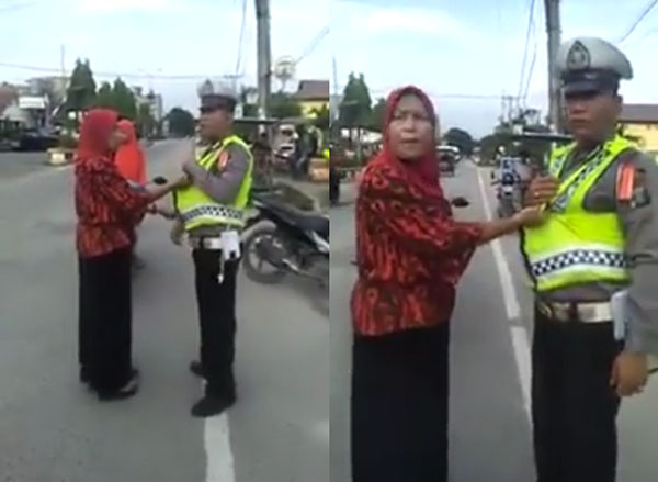Ada-ada Aja, Tak Terima Dirazia Polantas, Emak-emak Main ‘Jambak’ Rompi Polisi, Ini Videonya