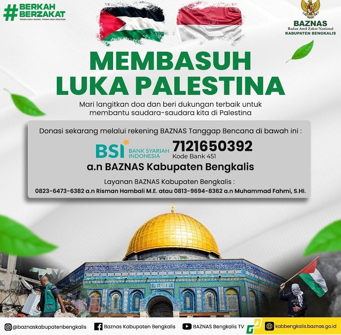 Baznas Bengkalis Imbau Umat Islam Ulurkan Bantuan Untuk Warga Palestina