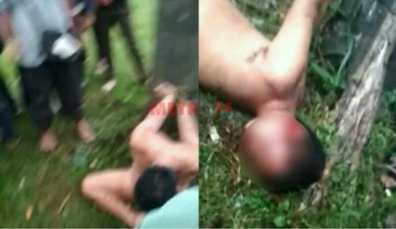 NGERI KALI...Diteriaki Begal, Pria Tambun Ini Diikat di Pohon, Ditelanjangi Lalu Dihajar Massa hingga Sekarat
