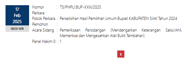 17 Februari Sidang Pemeriksaan Sengketa Pilkada Siak