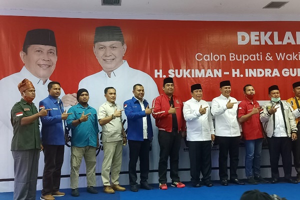 Koalisi Rokan Hulu Maju dan Ribuan Simpatisan Hadiri Deklarasi Calon Bupati  Sukiman-  Indra Gunawan