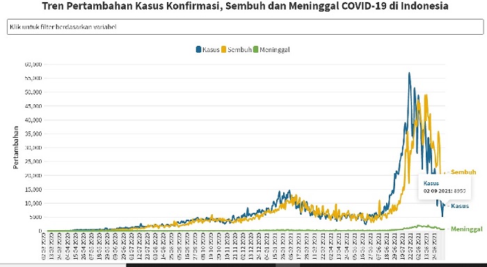 UPDATE 2 September 2021: Bertambah 8.955 Kasus Positif, 21.208 Sembuh, 680 Meninggal Dunia