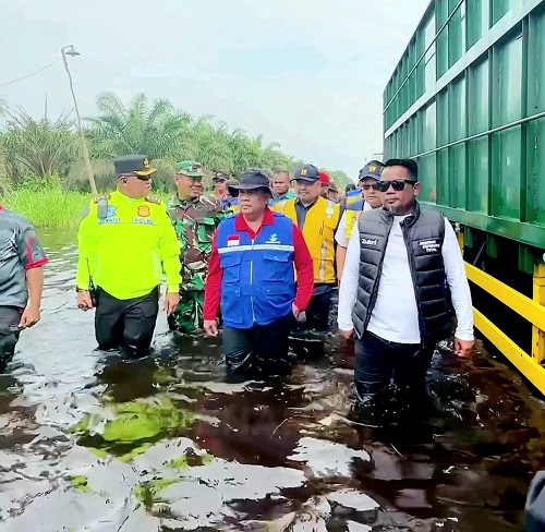 Gubri Edy Didampingi Bupati Zukri Tinjau Lokasi Banjir