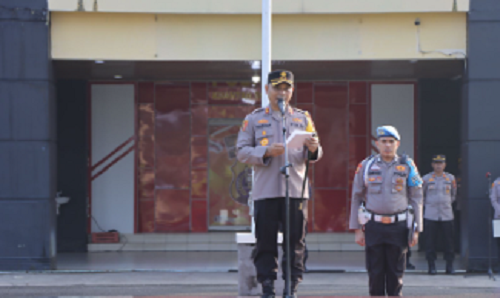 Kapolres Ajak Masyarakat Patuh Berlalu Lintas Disampaikan Pada Apel OPS Patuh Lancang Kuning 2024