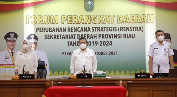 Sttt... Ada Pembahasan Perubahan Rencana Strategis Riau 2019-2024, Biro Adpim Kumpulkan Perangkat Daerah