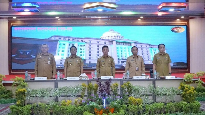 Bupati Rohil Hadiri Rapat Pejabat Pemerintah Daerah Percepatan Penyelesaian Batas Kelurahan dan Kepenghuluan se Kabupaten Rokan Hilir