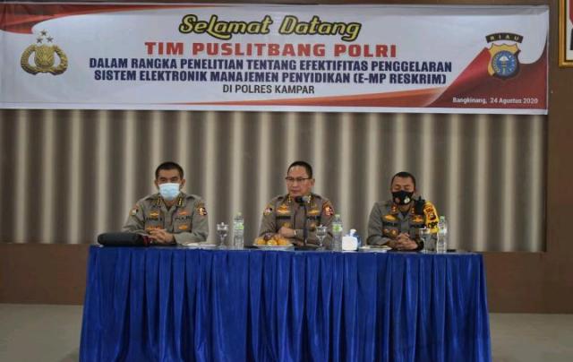 Tim Puslitbang Polri Lakukan Penelitian Efektifitas Sistem E-Manajemen Penyidikan di Polres Kampar