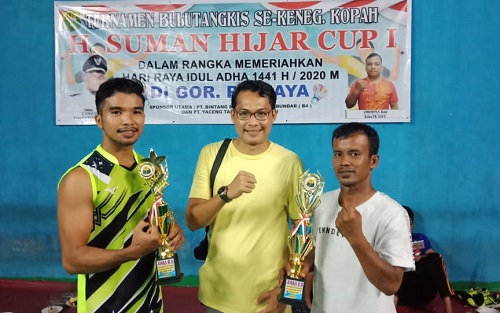 Turnamen Bulutangkis H. Suman Hijar Cup 1 Berakhir, 2 Awak Media Bukukan Gelar Juara