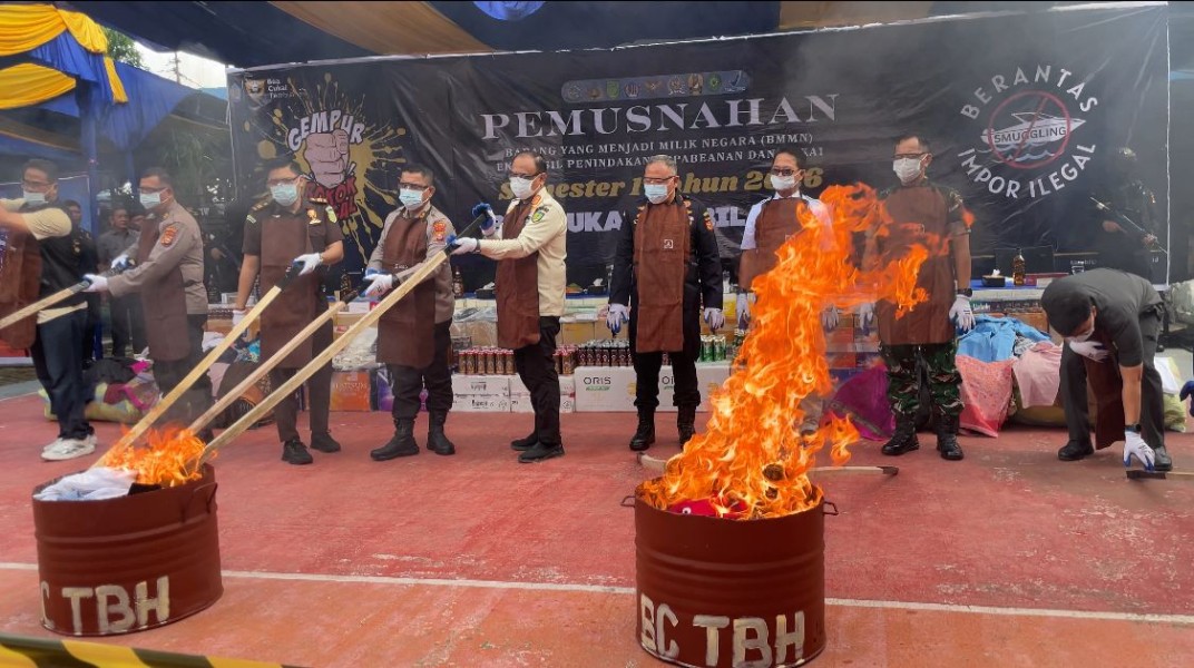 Bea Cukai Tembilahan Musnahkan Barang Ilegal Senilai Rp4,6 Miliar Hasil Penindakan Semester I 2026