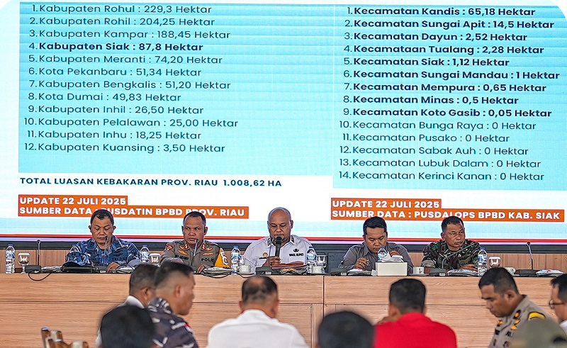 Wabup Siak Pimpin Rakor Karhutla, 65 Hektare Lahan di Kandis Terbakar
