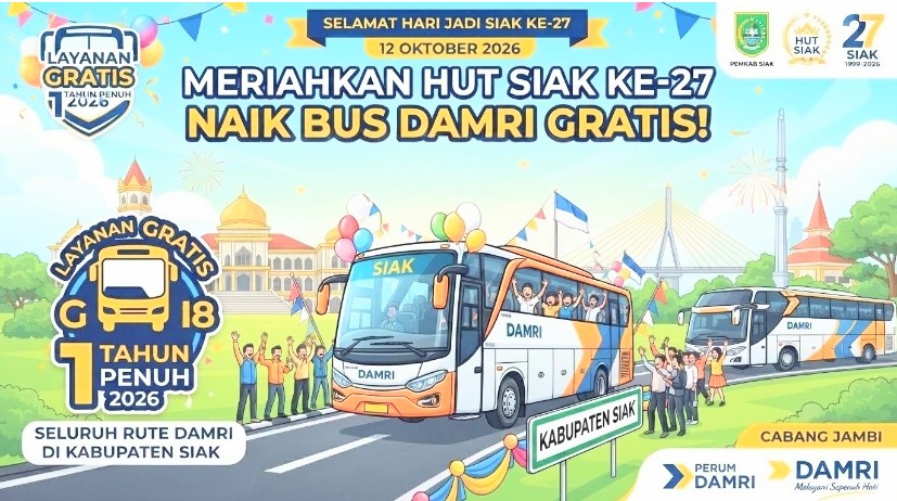 Sambut HUT ke-27 Siak, DAMRI Gratiskan Layanan Bus untuk Masyarakat