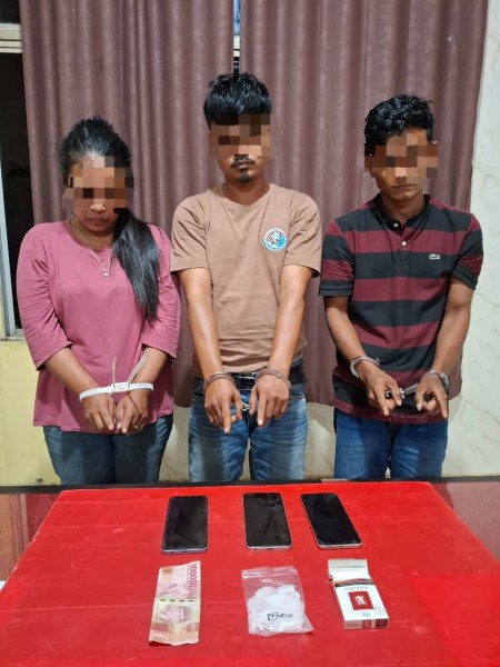 Tim Mata Elang Satresnarkoba Bekuk Tiga Pelaku Narkoba di Simpang Empat Beringin Taluk