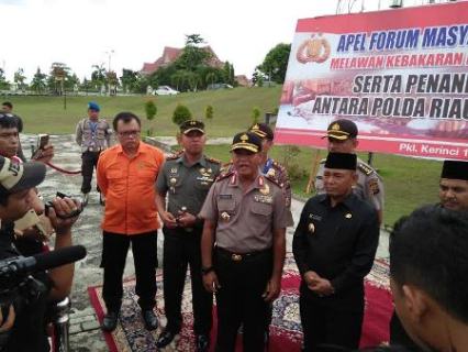 Kapolda Pimpin  Apel Penanggulangan Karhutla di Pangkalan Kerinci