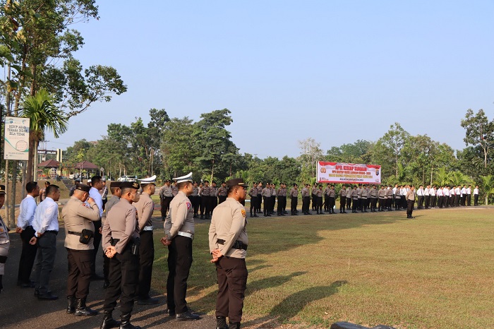 Polres Kansing Gelar Apel Kesiap Siagaan Ops Mantap Brata Lancang Kuning 2023 Dalam Rangka Pemilu Tahun 2024
